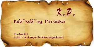 Kökény Piroska névjegykártya
